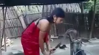 Indian Girl Open Air Shower