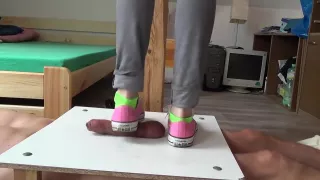 No Mercy Sneakers Cockcrushing. Jump Stomp Trample Full Weight On Cock Ball