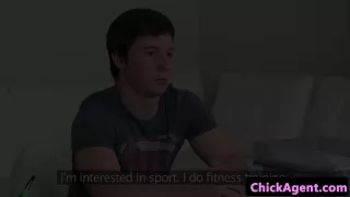 woman audition agent jerking penis until sperm