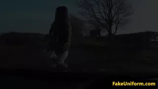 brit sweetie doggystyled outside by cop