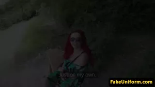 Uk redhead sucks before using bigboobs on cop