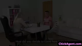 schlongsucking woman agent jerking amateurs rod