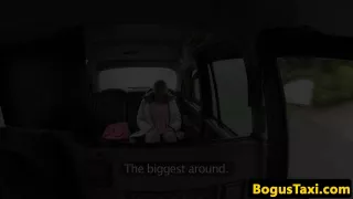 Bigtitted taxi european spermed in mouth by driver