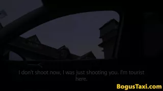 Pickedup taxi european railed from behind outdoor