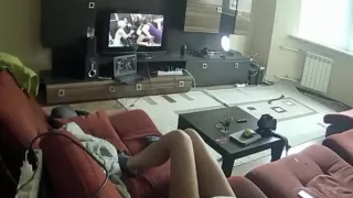 Chick Masturbating In The Couch While Watching Porn