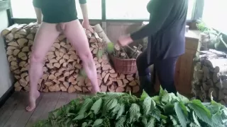 Dominatrix spanking slave with nettles Part 1 Dominatrixi.