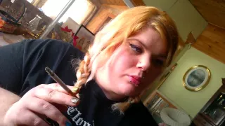 double braided blonde smoking