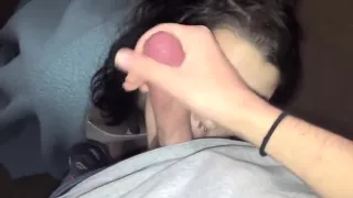 Teen Gamer Girl gives head with facial