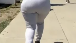 Black Bitch Ass In White Leggings!Bbw Black