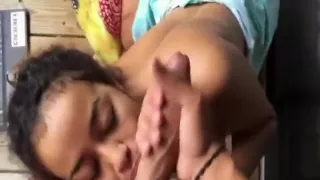 Ebony Girl Sucks A Big Fat Cock And Eats Cum