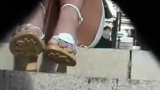 Young Girl Wears Sexy Open-Toed Shoes And Gets Caught On Ca