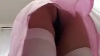 Attractive Oriental babe in white stockings flaunts her spl