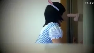 Blindfolded gags that were Japanese on dildo