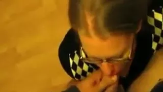 Blond slut in glasses is not unready to offer her guy a hec