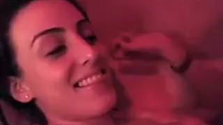 Chick sucks on dick in shower