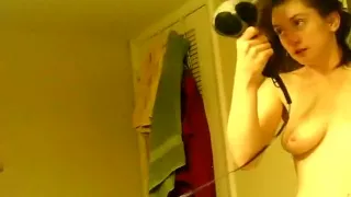 Girl movies himself nude inside the toilet