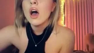 Sexy blonde with awesome knockers and a sweet body poses on