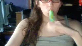 Spectacled amateur tgirl performs together with her breasts