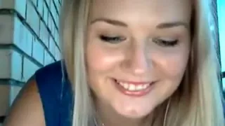 Sultry blonde in stockings flashes her perky tits and fucks