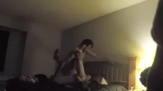 My neighbor came over while i was house sitting, fucked in parents bed