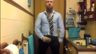 Nerd punk jerking in the bathroom