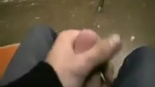 Skater punk jerks off on the subway.