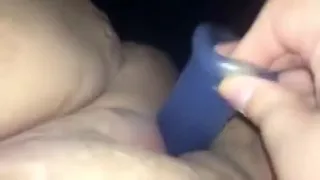 BBW playing with her tight pussy and an 8 inch dildo