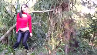 chinese woman making loving outdoor