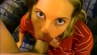 Eager teen sucking cock until he cums hard