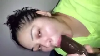 Latina poor pull on the large dick that is black