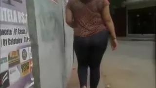 Sexy curvy girl in tight jeans gets followed by a spy camer