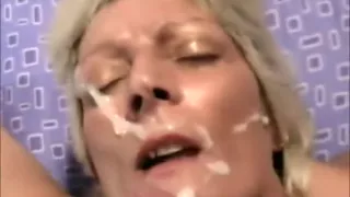 Blonde Cougar getting a Facial cumshot