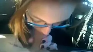 Vehicle is hesitantly sucked in by amateur redhead