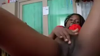 Woman masturbates that is African