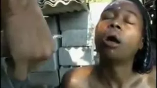 Brazilian girl that is dark becomes cum goal in yard