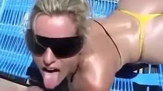 Some Cum Was Provided By Blond Milf In Backyard