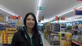 Pretty and perky coed babe fucks a vegetable then a cock