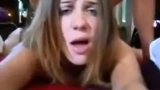 Blonde babe screams