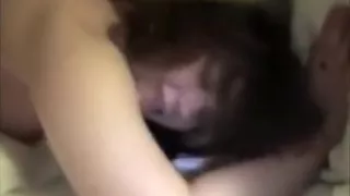 Sexy brunette babe on bed gets banged by horny black dude
