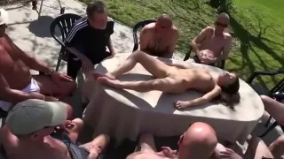 Incredible Amateur movie with Gangbang, Outdoor scenes