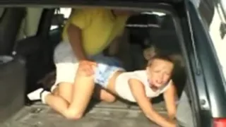 Horny couple having anal sex in car