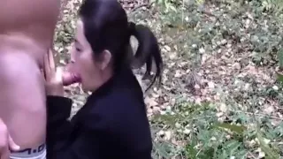 Oral and doggy sex in the woods