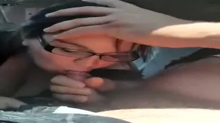 Nerdy Chick Blows a Dick on Wheels