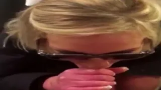 Blonde With Sunglasses on Gives Head
