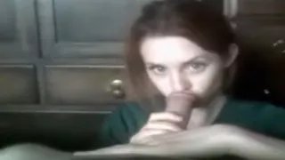 redhead girlfriend  munches on a rock hard erection