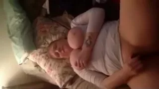 Busty booby blonde toying her horny pussy and teasing
