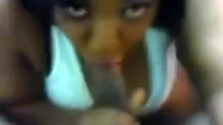 Ebony chubby girl loves black fat cock and sucks it nicely