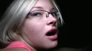 Zazie Hungarian Sexy glasses babe fucks on public stairwell