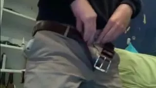 Lars plays with his cock and jerks off with a smile