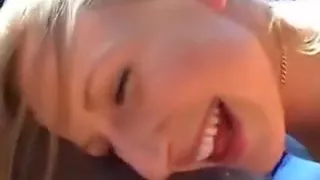 German girl giving head in a car